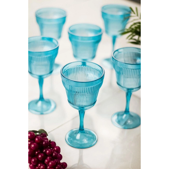 Akrilik Aquamarin 6lı Kadeh & Su Meşrubat Kahve Yanı Bardağı 300 ml ( Cam Değildir )