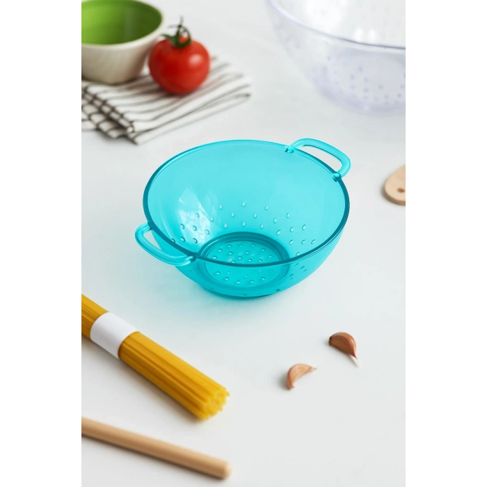 Akrilik Aquamarin Mini Pirinç Süzgeçi & Bakliyat Süzgeçi (3 SU BARDAĞI ÖLÇÜLÜ)