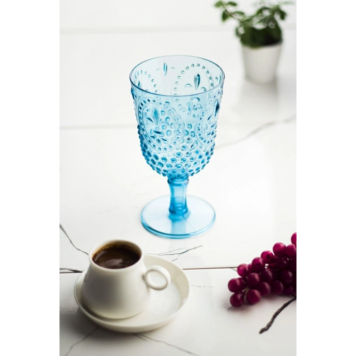 Akrilik Aquamarin Tekli Kadeh & Su Meşrubat Kahve Yanı Bardağı 450 ml ( Cam Değildir )