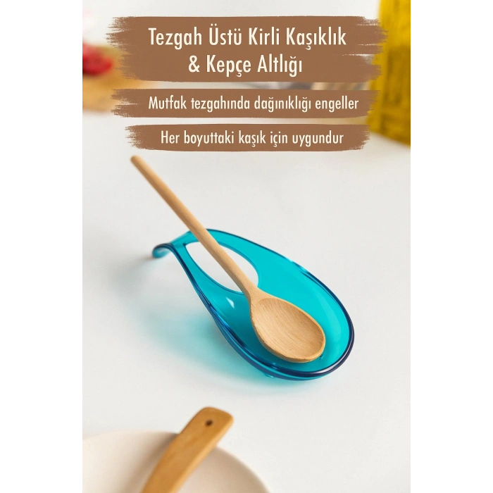 Akrilik Aquamarin Tezgah Üstü Kirli Kaşıklık & Kepçe Altlığı