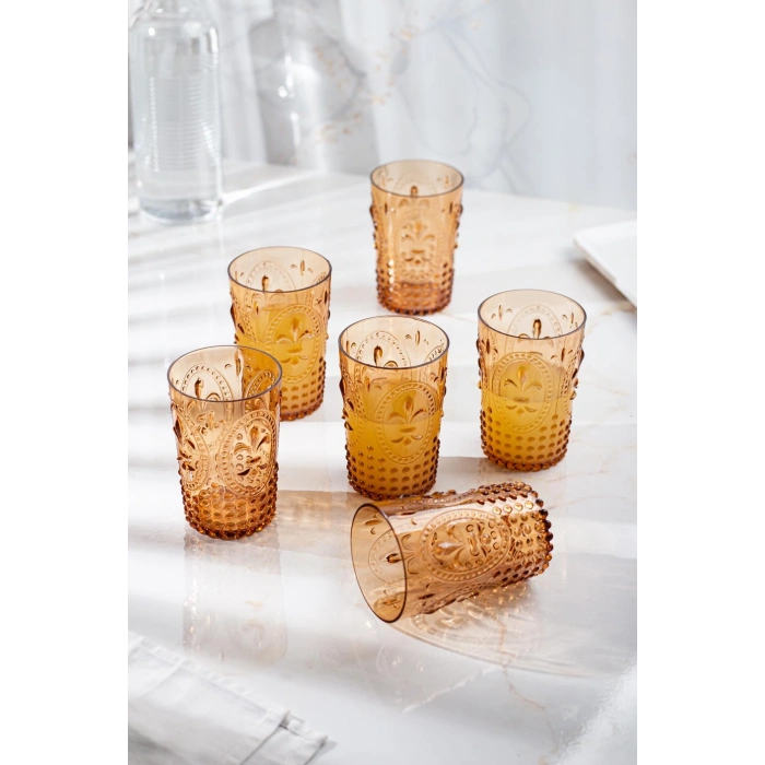 Akrilik Bal 6lı Kısa Bardak & Su Meşrubat Kahve Yanı Bardağı 400 ml ( Cam Değildir )