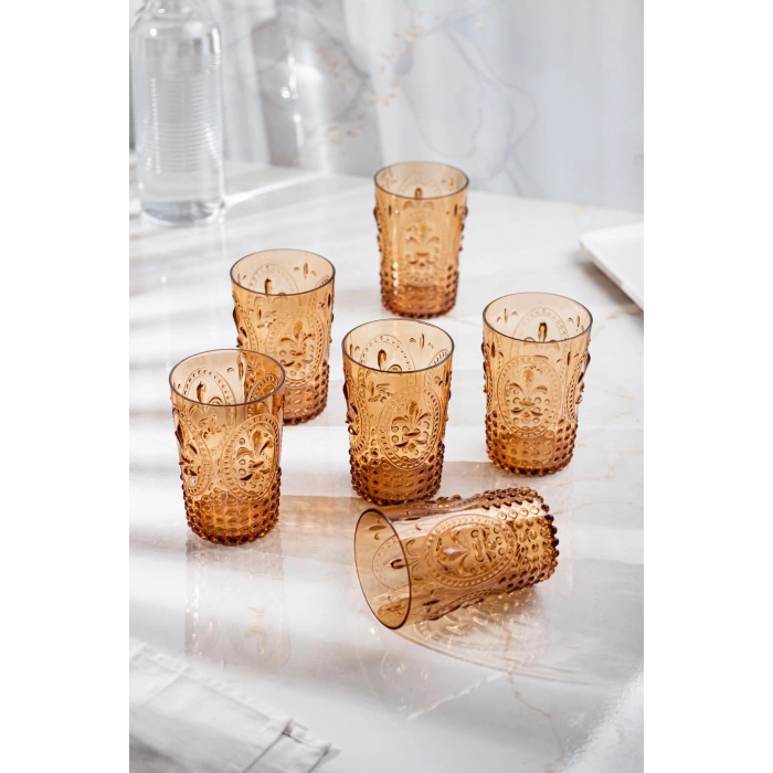 Akrilik Bal 6lı Kısa Bardak & Su Meşrubat Kahve Yanı Bardağı 400 ml ( Cam Değildir )