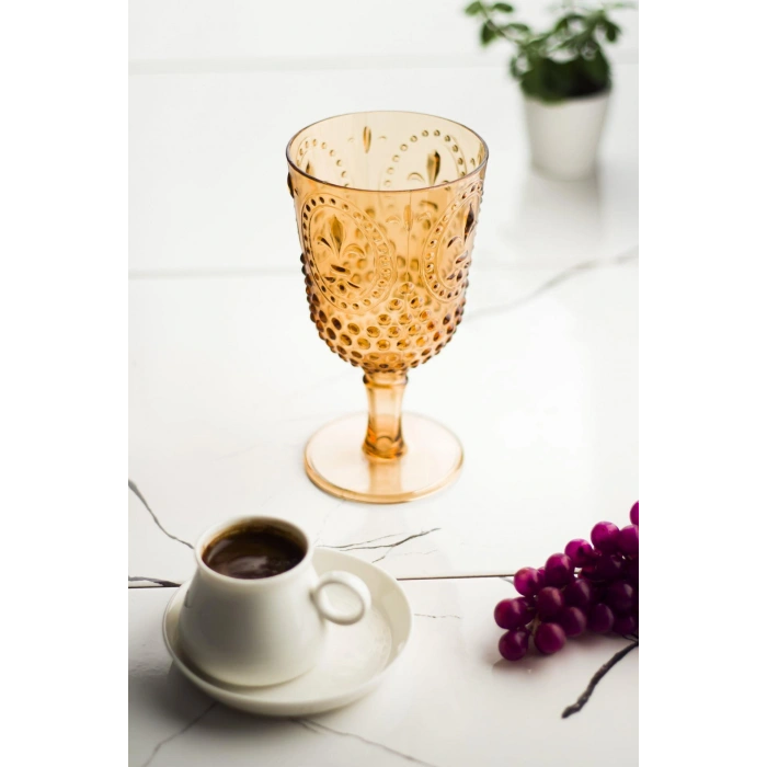 Akrilik Bal Tekli Kadeh & Su Meşrubat Kahve Yanı Bardağı 450 ml ( Cam Değildir )