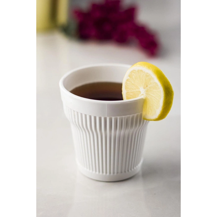 Akrilik Beyaz 6lı Kısa Bardak & Su Meşrubat Kahve Yanı Bardağı 300 ml ( Cam Değildir )
