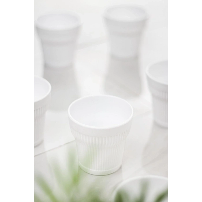 Akrilik Beyaz 6lı Kısa Bardak & Su Meşrubat Kahve Yanı Bardağı 300 ml ( Cam Değildir )