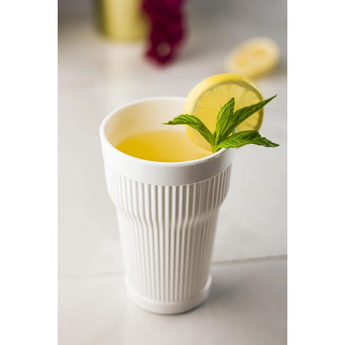 Akrilik Beyaz Tekli Uzun Bardak & Su Meşrubat Bardağı 400 ml ( Cam Değildir )