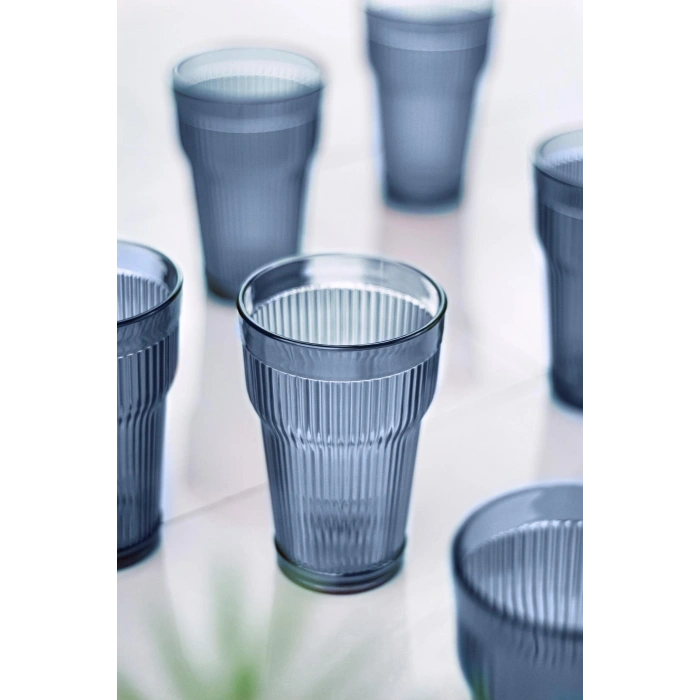 Akrilik Lacivert Tekli Uzun Bardak & Su Meşrubat Bardağı 400 ml ( Cam Değildir )