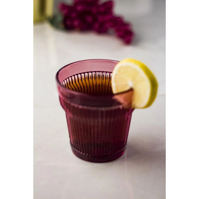 Akrilik Mürdüm 6lı Kısa Bardak & Su Meşrubat Kahve Yanı Bardağı 300 ml ( Cam Değildir )