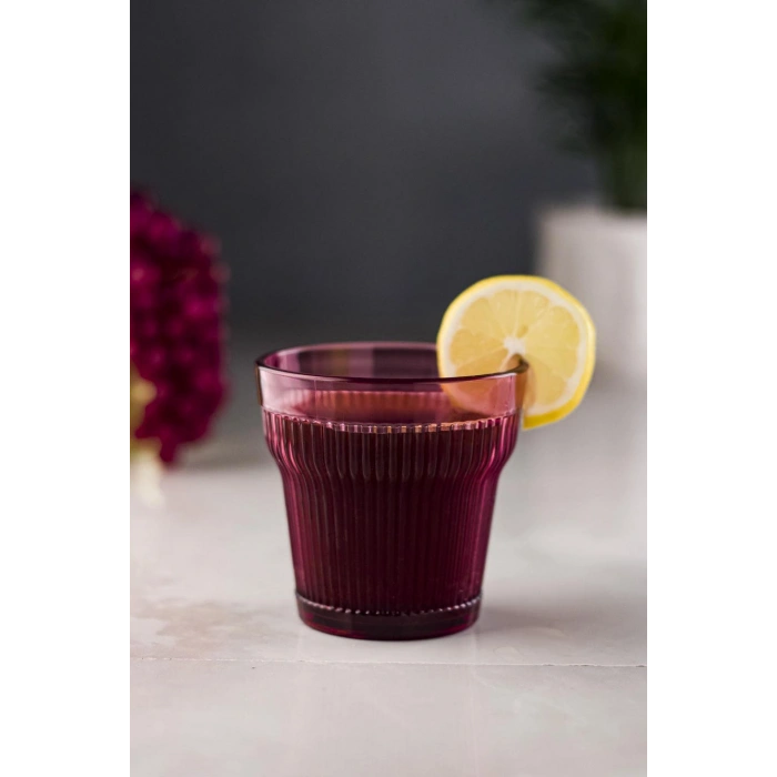 Akrilik Mürdüm Tekli Kısa Bardak & Su Meşrubat Kahve Yanı Bardağı 300 ml ( Cam Değildir )