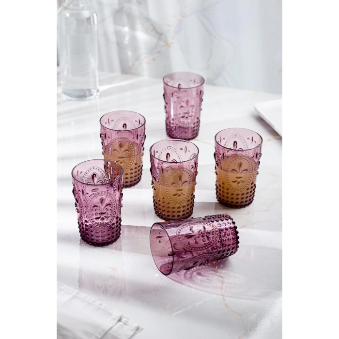 Akrilik Mürdüm Tekli Kısa Bardak & Su Meşrubat Kahve Yanı Bardağı 400 ml ( Cam Değildir )