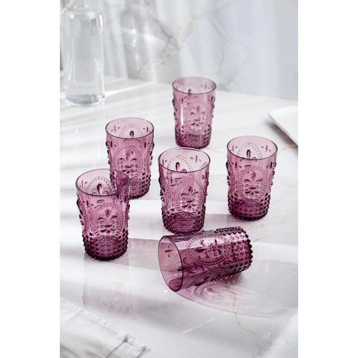 Akrilik Mürdüm Tekli Kısa Bardak & Su Meşrubat Kahve Yanı Bardağı 400 ml ( Cam Değildir )