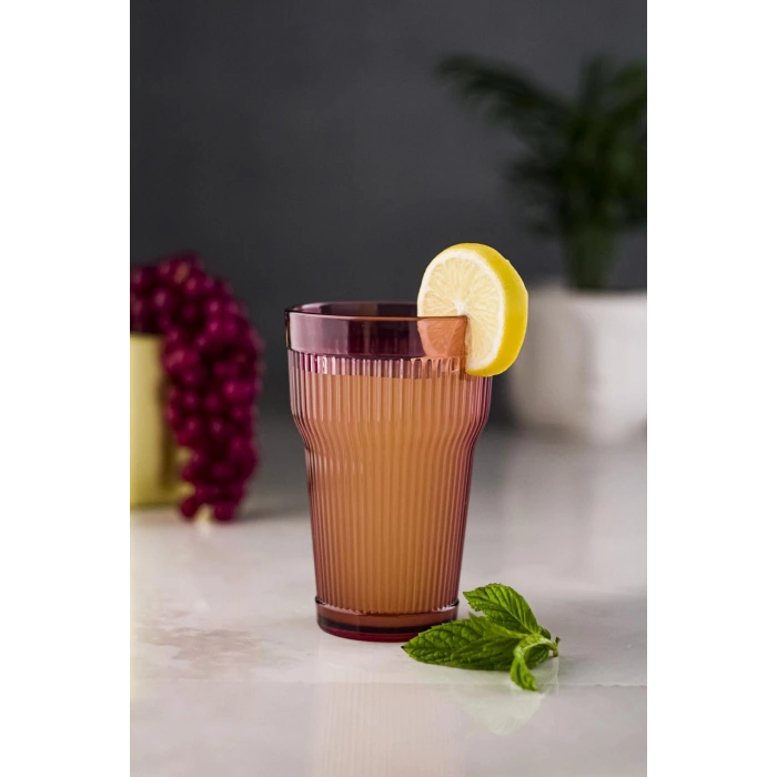 Akrilik Mürdüm Tekli Uzun Bardak & Su Meşrubat Bardağı 400 ml ( Cam Değildir )