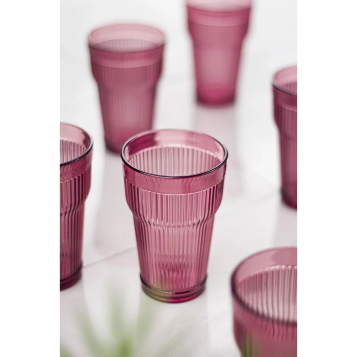 Akrilik Mürdüm Tekli Uzun Bardak & Su Meşrubat Bardağı 400 ml ( Cam Değildir )