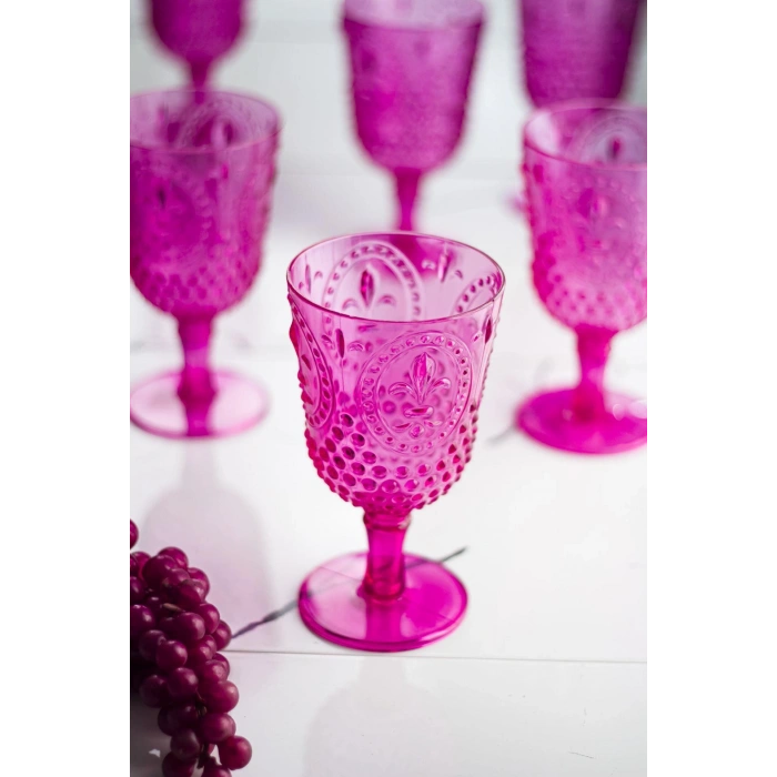 Akrilik Pembe Tekli Kadeh & Su Meşrubat Kahve Yanı Bardağı 450 ml ( Cam Değildir )