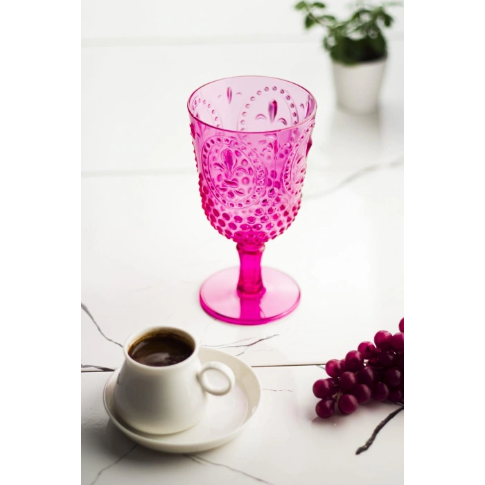 Akrilik Pembe Tekli Kadeh & Su Meşrubat Kahve Yanı Bardağı 450 ml ( Cam Değildir )