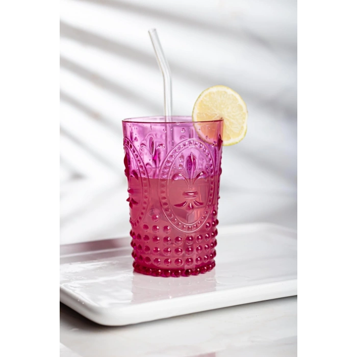 Akrilik Pembe Tekli Kısa Bardak & Su Meşrubat Kahve Yanı Bardağı 400 ml ( Cam Değildir )