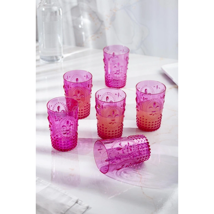 Akrilik Pembe Tekli Kısa Bardak & Su Meşrubat Kahve Yanı Bardağı 400 ml ( Cam Değildir )