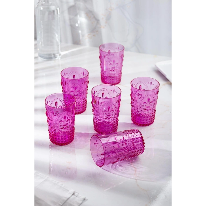 Akrilik Pembe Tekli Kısa Bardak & Su Meşrubat Kahve Yanı Bardağı 400 ml ( Cam Değildir )