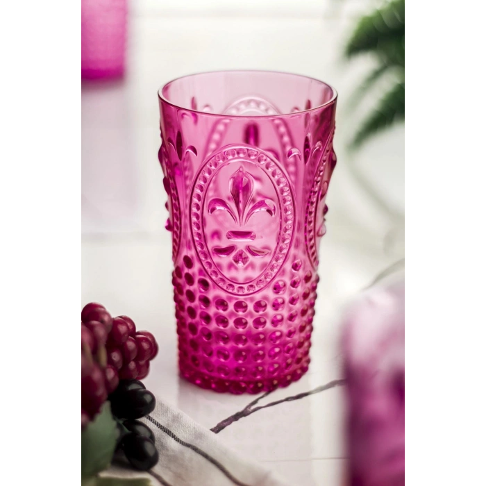 Akrilik Pembe Tekli Uzun Bardak & Su Meşrubat Bardağı 750 ml ( Büyük Boy & Cam Değildir )