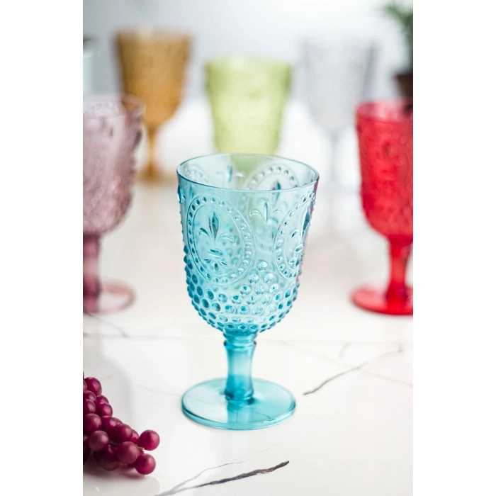 Akrilik Renkli 6lı Kadeh & Su Meşrubat Kahve Yanı Bardağı 450 ml ( Cam Değildir )