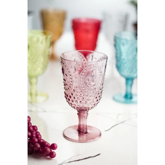 Akrilik Renkli 6lı Kadeh & Su Meşrubat Kahve Yanı Bardağı 450 ml ( Cam Değildir )
