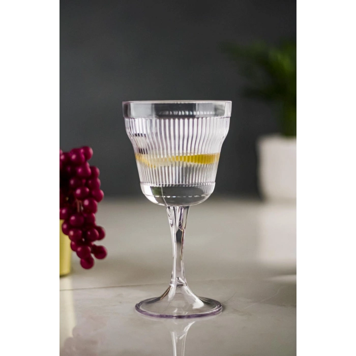 Akrilik Şeffaf 6lı Kadeh & Su Meşrubat Kahve Yanı Bardağı 300 ml ( Cam Değildir )