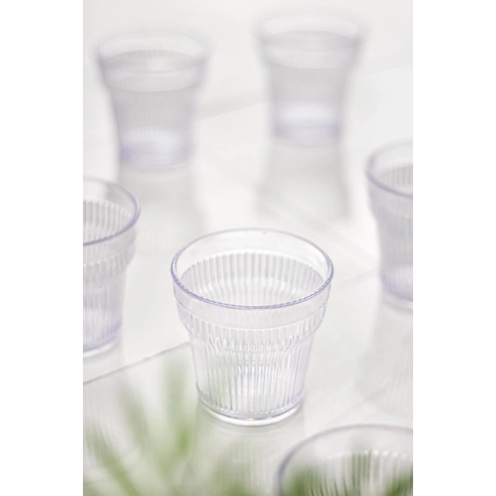 Akrilik Şeffaf 6lı Kısa Bardak & Su Meşrubat Kahve Yanı Bardağı 300 ml ( Cam Değildir )