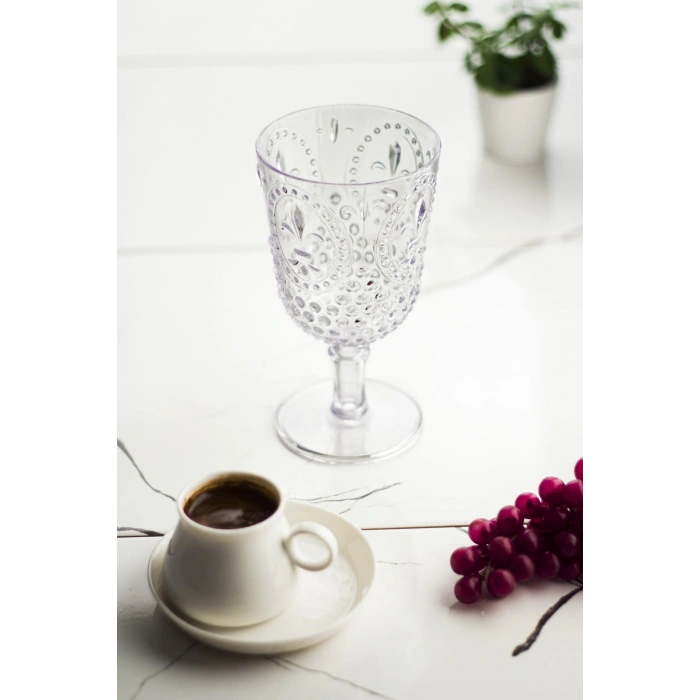 Akrilik Şeffaf Tekli Kadeh & Su Meşrubat Kahve Yanı Bardağı 450 ml ( Cam Değildir )