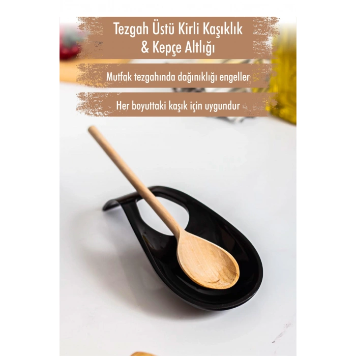 Akrilik Siyah Tezgah Üstü Kirli Kaşıklık & Kepçe Altlığı