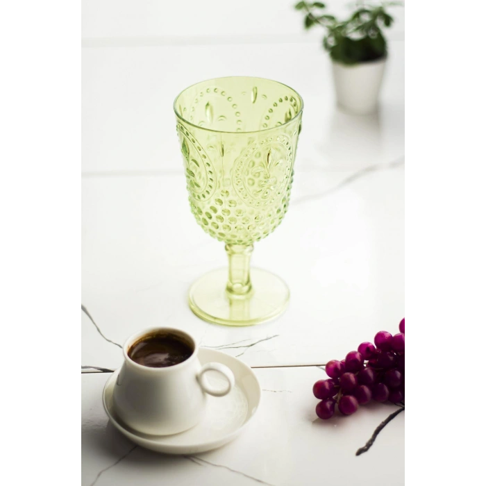 Akrilik Yeşil Tekli Kadeh & Su Meşrubat Kahve Yanı Bardağı 450 ml ( Cam Değildir )