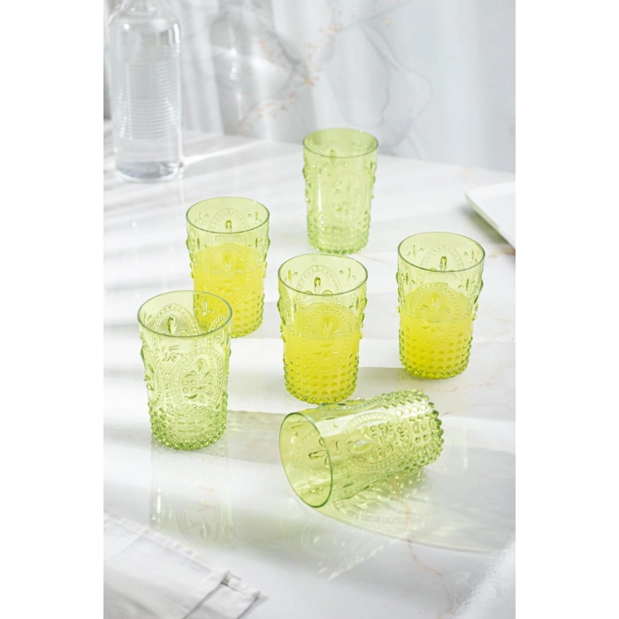 Akrilik Yeşil Tekli Kısa Bardak & Su Meşrubat Kahve Yanı Bardağı 400 ml ( Cam Değildir )