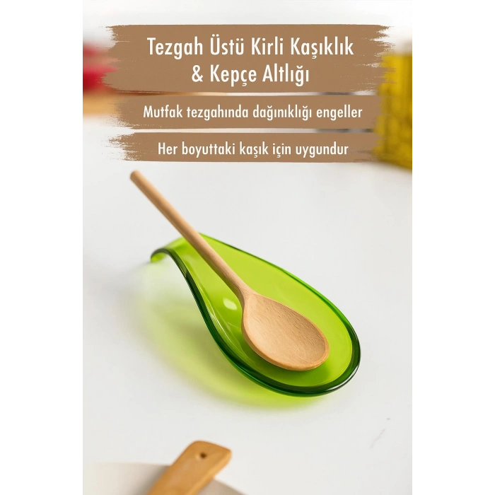 Akrilik Yeşil Tezgah Üstü Kirli Kaşıklık & Kepçe Altlığı