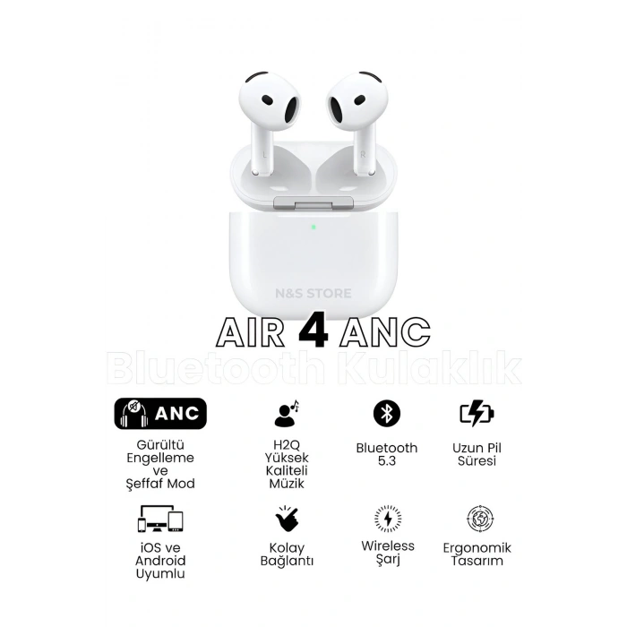 Aktif Gürültü Önlemeli (ANC) TWS Bluetooth Kulaklık, Şeffaf Mod ve Dokunmatik Kontrol