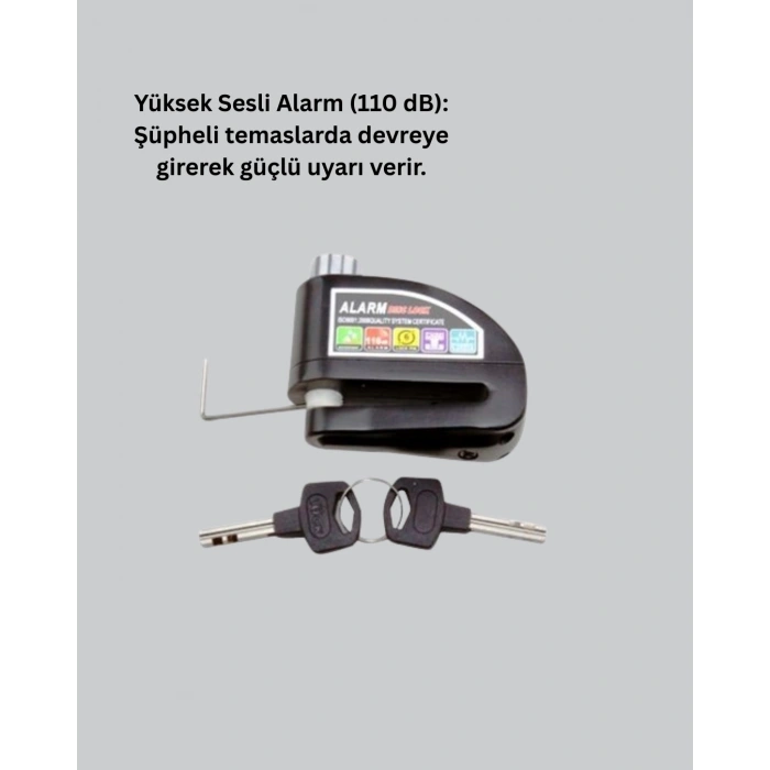 Alarm Sensörlü Disk Kilidi Motosiklet Scooter Bisiklet Güvenlik