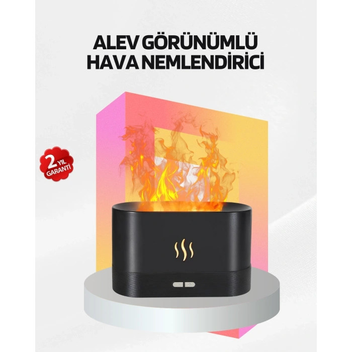Alev Görünümlü Hava Nemlendirici Kumandalı LED Işıklı Aromatik Difüzör