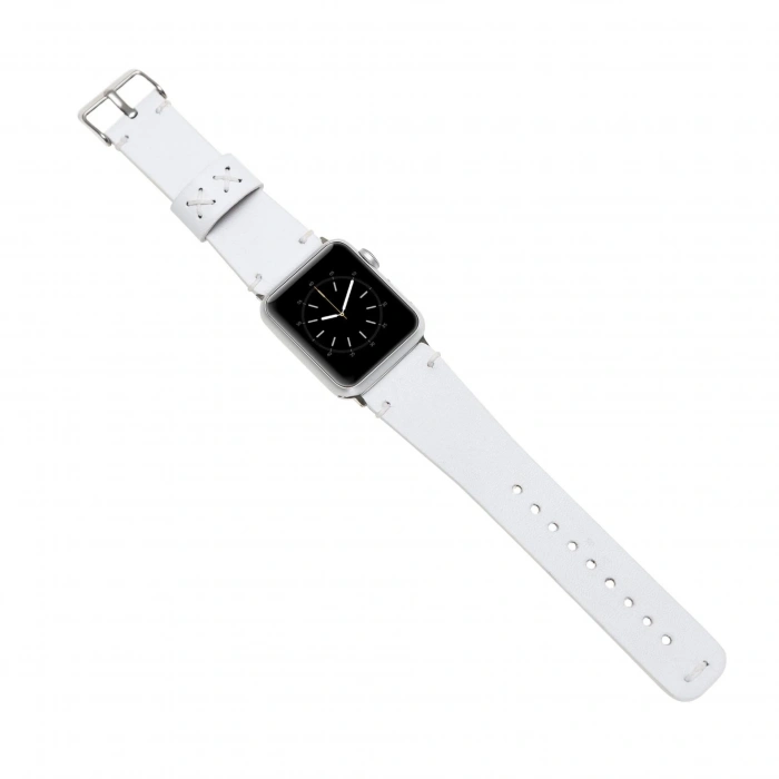 Apple Watch Uyumlu Deri Kordon 38-40-41mm Orfe F3 Beyaz