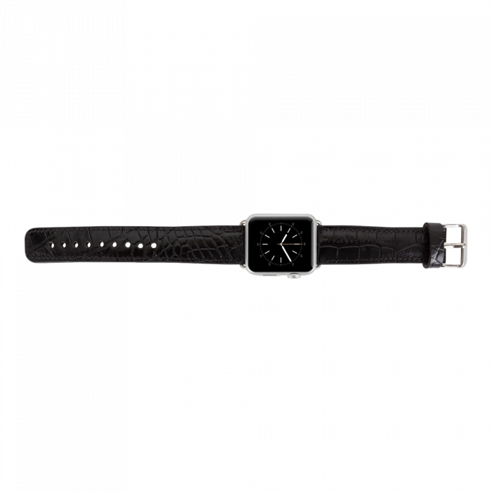Apple Watch Uyumlu Deri Kordon 42-44-45mm Kroko Siyah