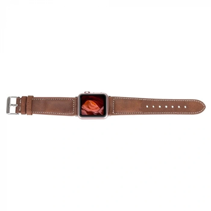 Apple Watch Uyumlu Deri Kordon 42-44-45mm NM1-AS2 Taba