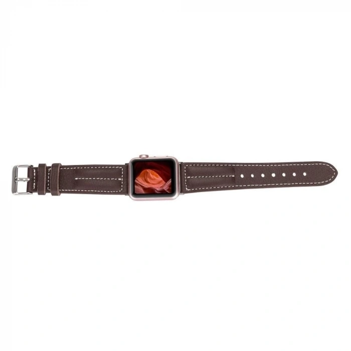 Apple Watch Uyumlu Deri Kordon 42-44-45mm NM3-AS3 Kahve