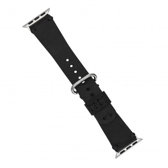 Apple Watch Uyumlu Deri Kordon Orfe 42-44-45mm G1 Siyah
