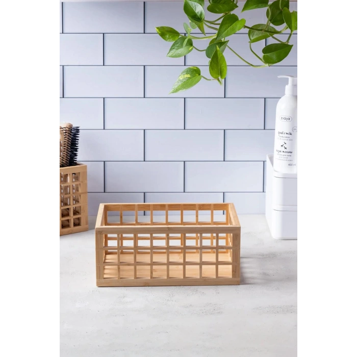 Bambu Organizer Büyük Dolap İçi Düzenleyici Sepet 18x26 cm