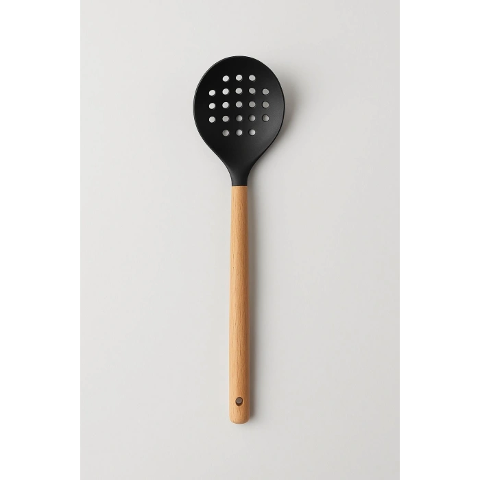 Bambu Saplı Siyah Silikon Kevgir 9×32×3 cm