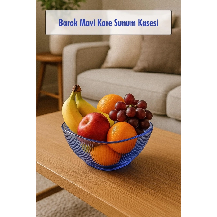 Barok Mavi Orta Boy Kare Kase & Sunum Kasesi - 1,5 Lt