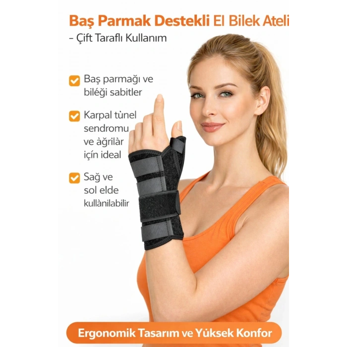 Baş Parmak Destekli Ayarlanabilir El Bilek Ateli Çift Taraflı Günlük Rahat Kullanım