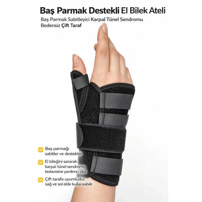 Baş Parmak Destekli Ayarlanabilir El Bilek Ateli Çift Taraflı Günlük Rahat Kullanım