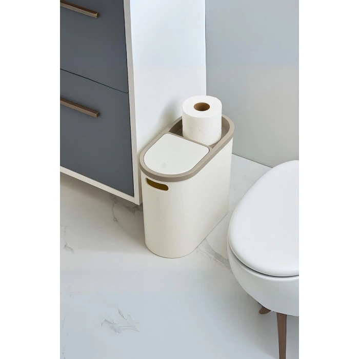 Beyaz Kapaklı WC Kağıtlıklı Çöp Kovası & Ofis Çöp Kovası 10 Lt