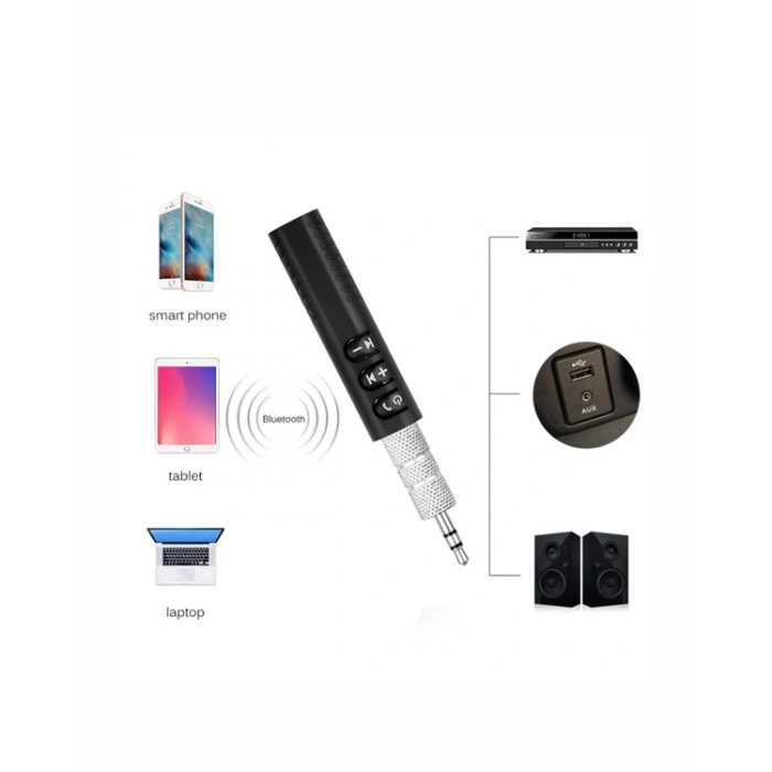 Bluetooth AUX Adaptör | 3.5mm Ses Girişi İçin Kablosuz Dönüştürücü, 10m Menzil