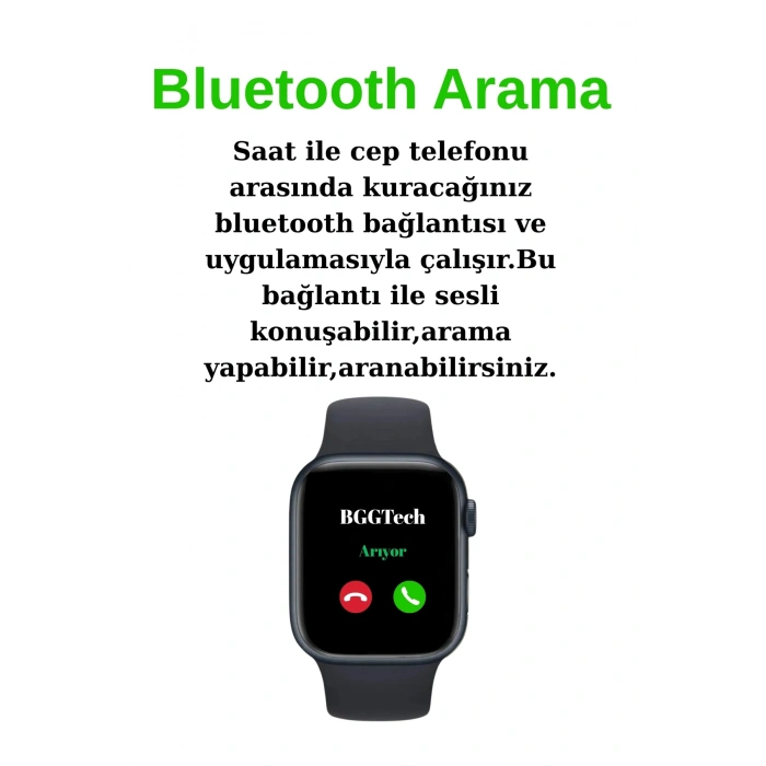 Bluetooth Özellikli Akıllı Saat - Nabız, Uyku Takibi, GPS ve Suya Dayanıklı Spor Modeli