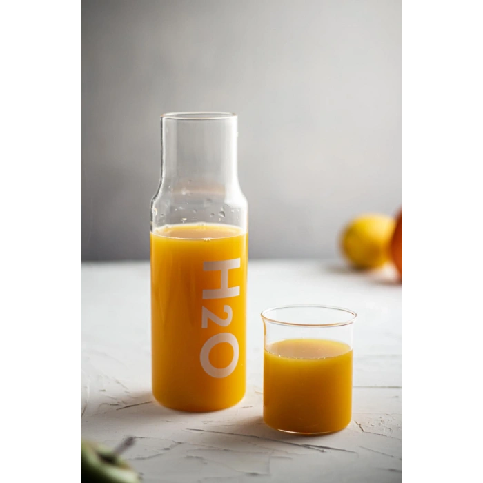 Borosilikat Cam Beyaz Başucu Sürahisi & Cam Sürahi * 600 ml