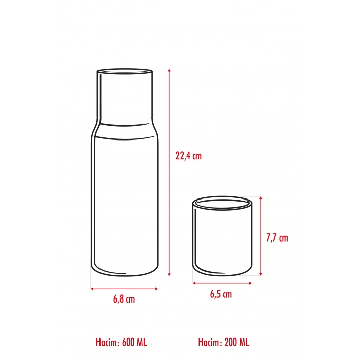 Borosilikat Cam Beyaz Başucu Sürahisi & Cam Sürahi * 600 ml
